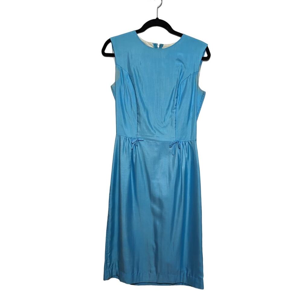 1950's Vintage Handmade Blue Dress with Bow Detail